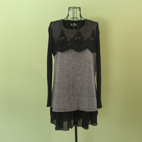 Black & Grey Dress Top - Picture 1 of 7